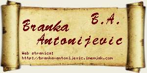 Branka Antonijević vizit kartica